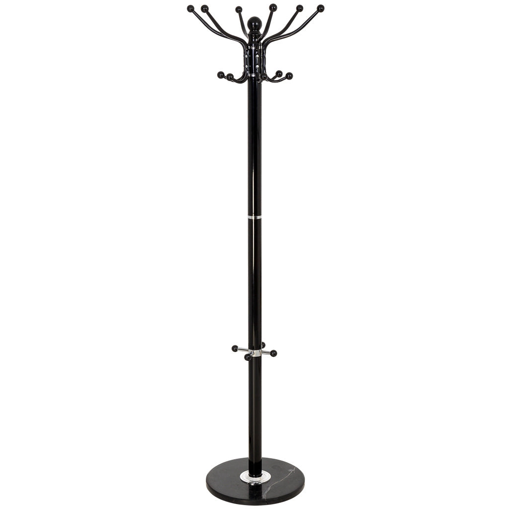 Perchero de metal negro con paraguero y 6 ganchos D36x173h cm