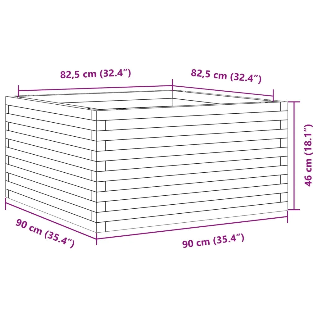 Fioriera Giardino Marrone Cera 90x90x46 cm Legno Massello Pino 3282426