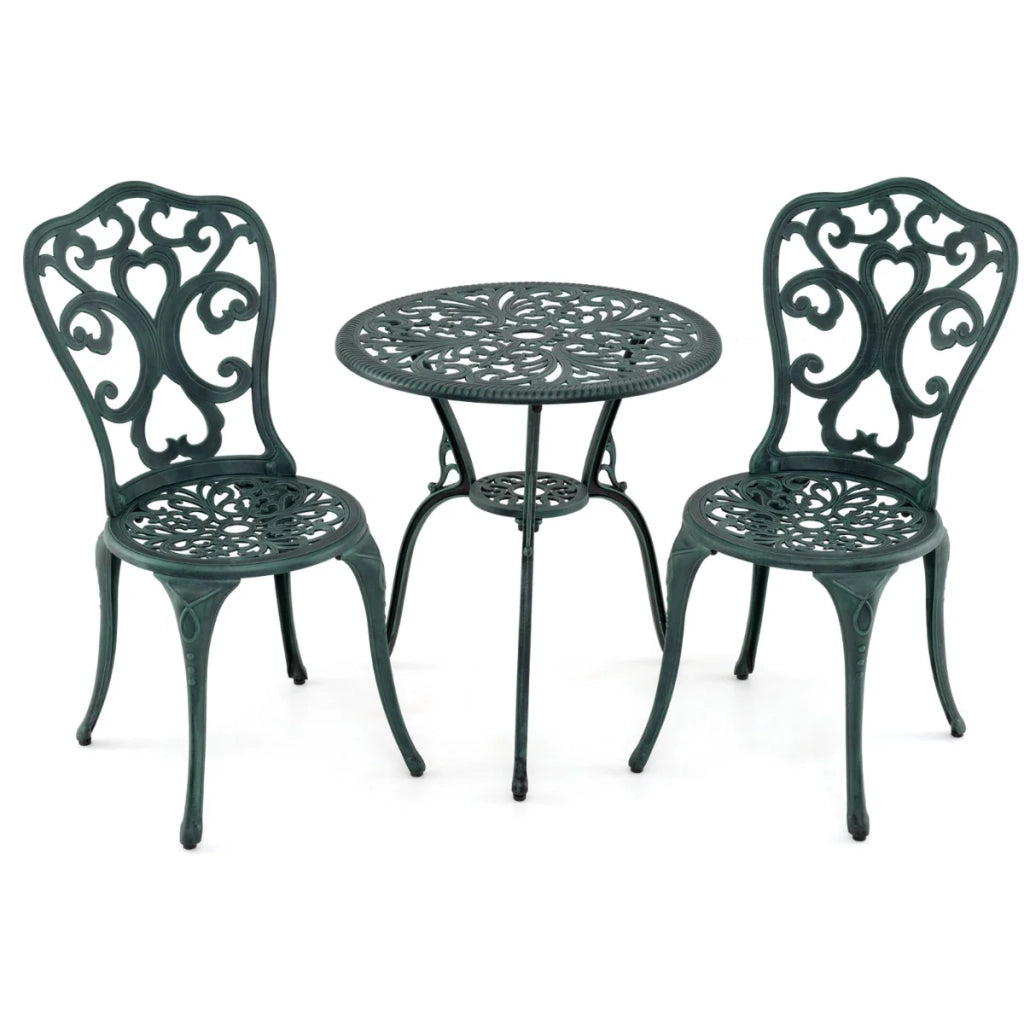 Set di 3 mobili da bistrot da esterno 60 x 66 cm resistenti alle intemperie comodi eleganti alluminio verde 20_0013435