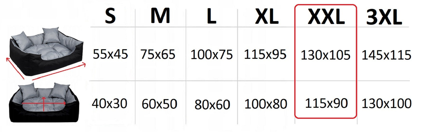 AIO FACTORY 130x105 cm ECCO Letto per cani impermeabile nero