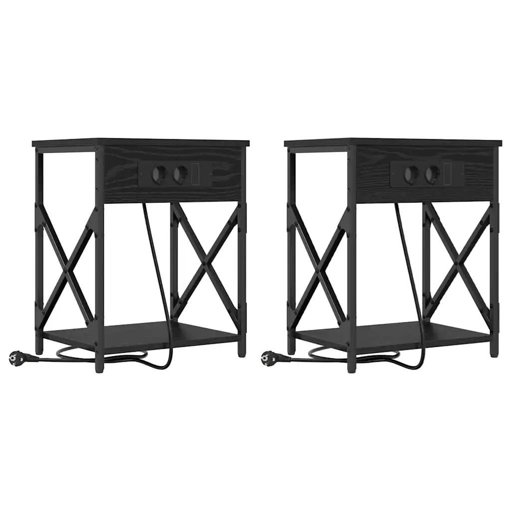 Armadio da Notte 2 pcs Rovere Nero 41 x 31 x 51 cm 859506