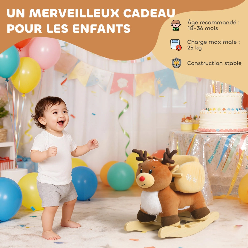 Cavallo Dondolo per Bambini ¨C zephmum ¨C Marrone 65x32x55 cm