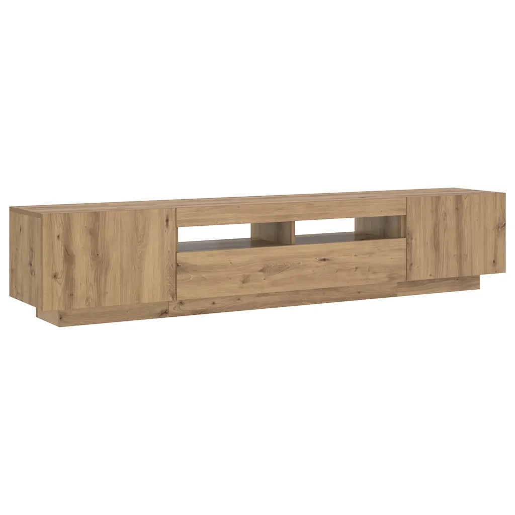 Mobile Porta TV con LED Artigianale 200x35x40 cm Multistrato