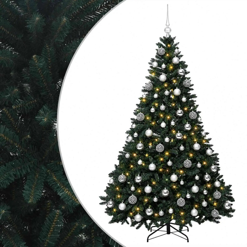 Albero di Natale artificiale verde scuro con palline 240 cm 3467020