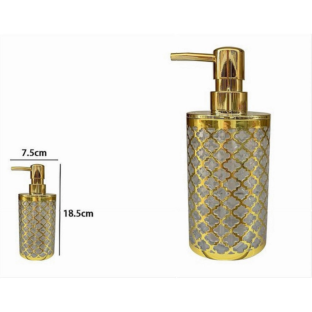 Trade Shop - Dispenser Per Sapone Liquido Accessorio Bagno Oro Stile Barocco Dosatore 59103 -