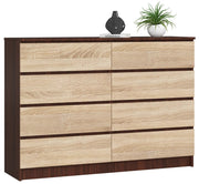 Cassettiera AKORD K140 Wengé 138 cm 8 cassetti inserto frontale Sonoma Quercia 138x40x99 cm