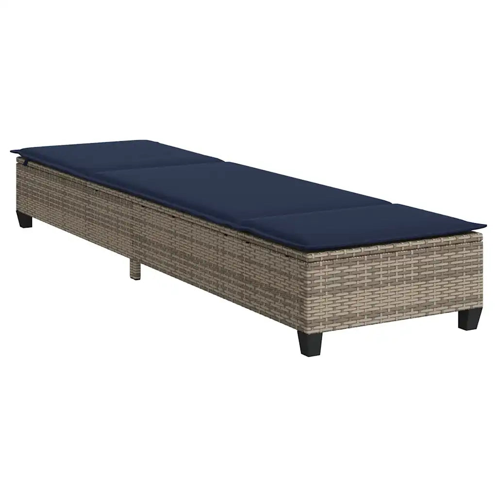 Lettino Prendisole con Cuscini Grigio 55x200x25,5cm Polyrattan 4104099