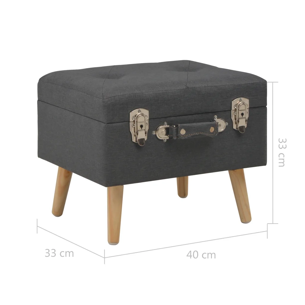 Sgabello con Contenitore 40 cm in Tessuto Grigio Scuro 247520