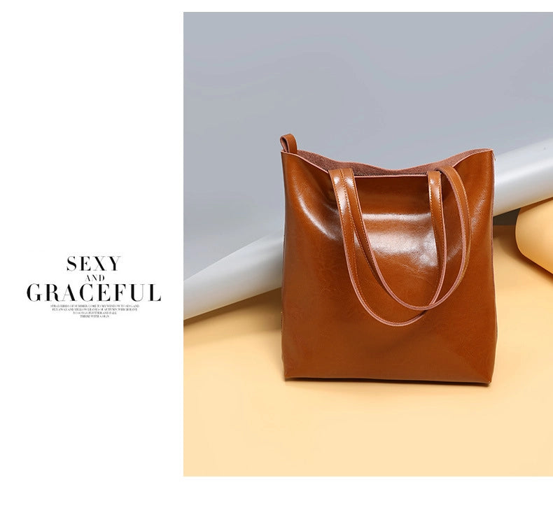 Borsa da lavoro grande da donna in vera pelle, borsa a tracolla da viaggio da donna, marrone