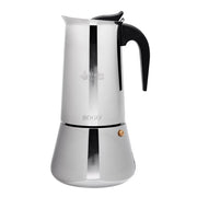 Caffettiera moka 12 tazze in acciaio inox per induzione gas e vetroceramica, manico ergonomico per espresso - Sogo