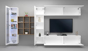 Parete attrezzata mobile TV pensile bianco libreria vetrina Femir WH