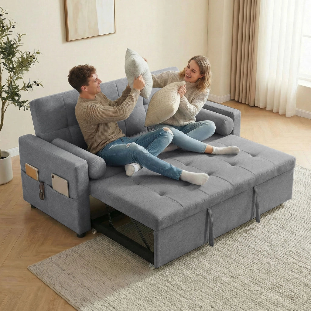 Divano letto 2 posti con letto gigogne ¨C zephmum ¨C 80,5x137,5x84 cm grigio