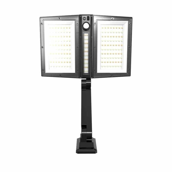 Faretto solare - LUMISKY - CLIPPER BLACK - 37 cm - 2 teste nere - Rilevatore di movimento orientabile - LED bianco