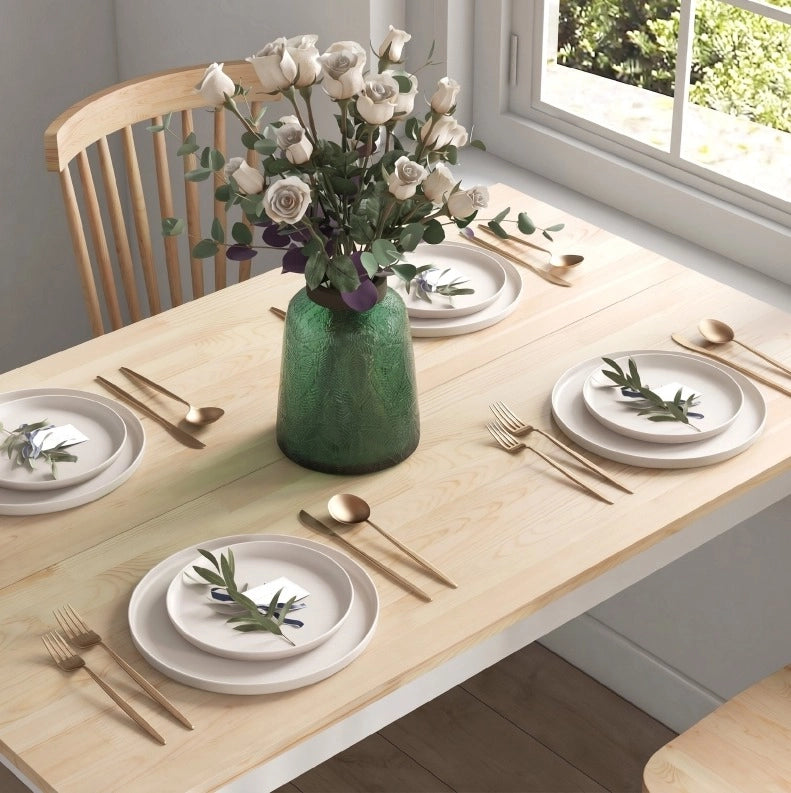 Tavolo da pranzo 120 x 75 cm naturale – stile rustico, 4 persone