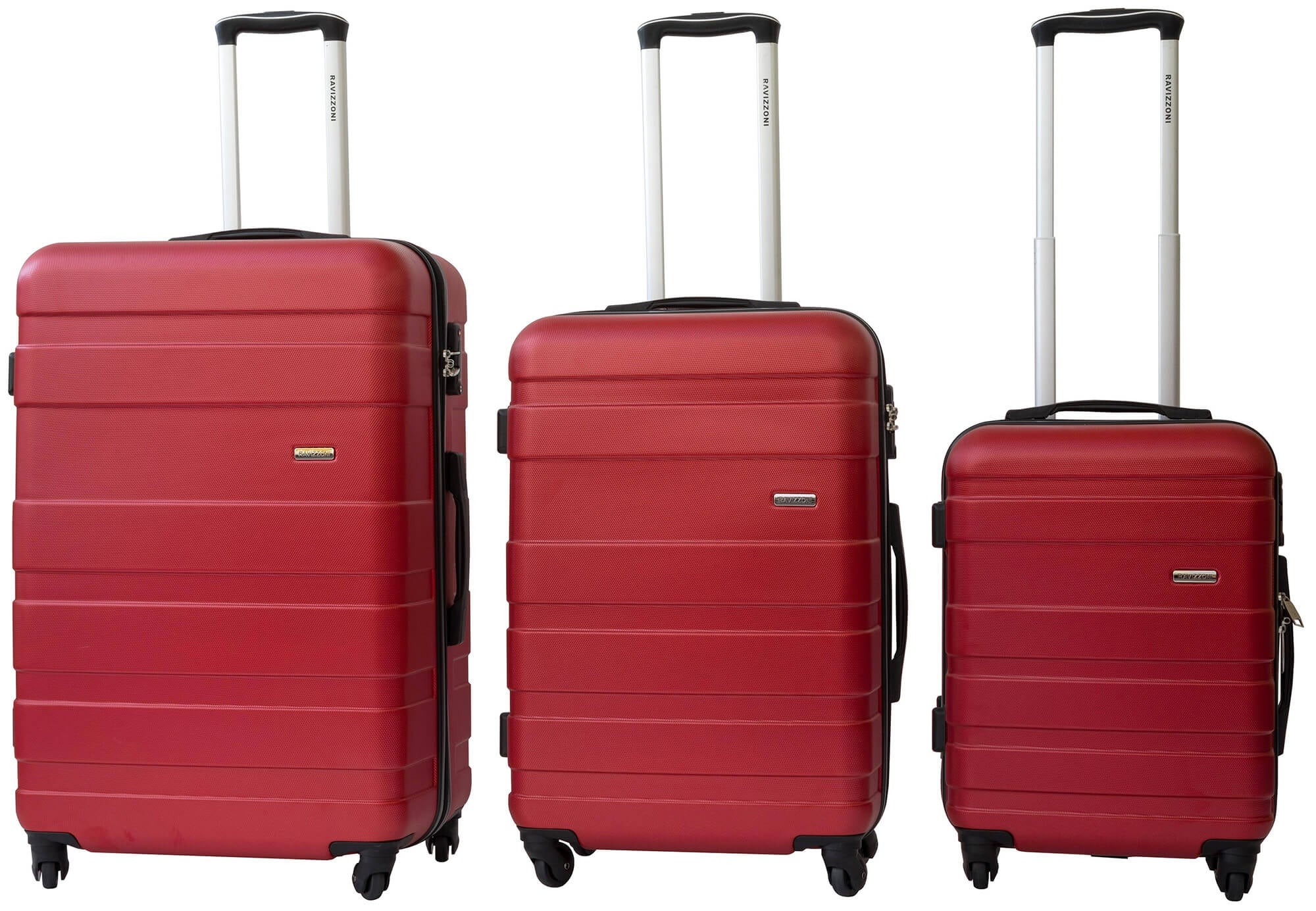 Set 3 Valigie Trolley Rigide in ABS 4 Ruote TSA Ravizzoni Caronte Rosso