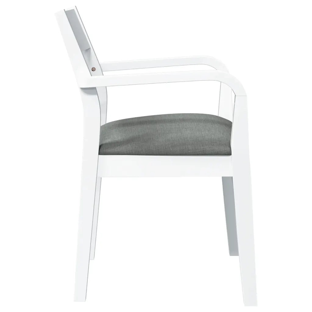 Sedie da Pranzo con Cuscini 2 pz Bianco Legno Massello di Hevea