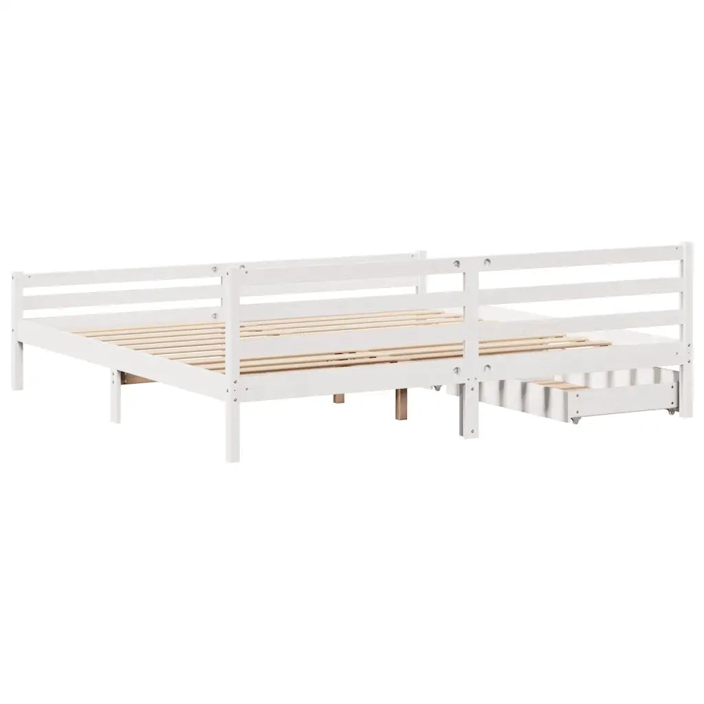 Giroletto senza Materasso Bianco 200x200 cm Legno Massello Pino