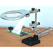 Trade Shop - Lente 2.25'' Ingrandimento 4x Con Pinze Terza Mano Da Tavolo Supporto Per Saldature Modellismo -
