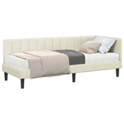 Letto singolo | Letto per adulti | Struttura Letto Angolare con Materasso 2 pcs Crema Velluto