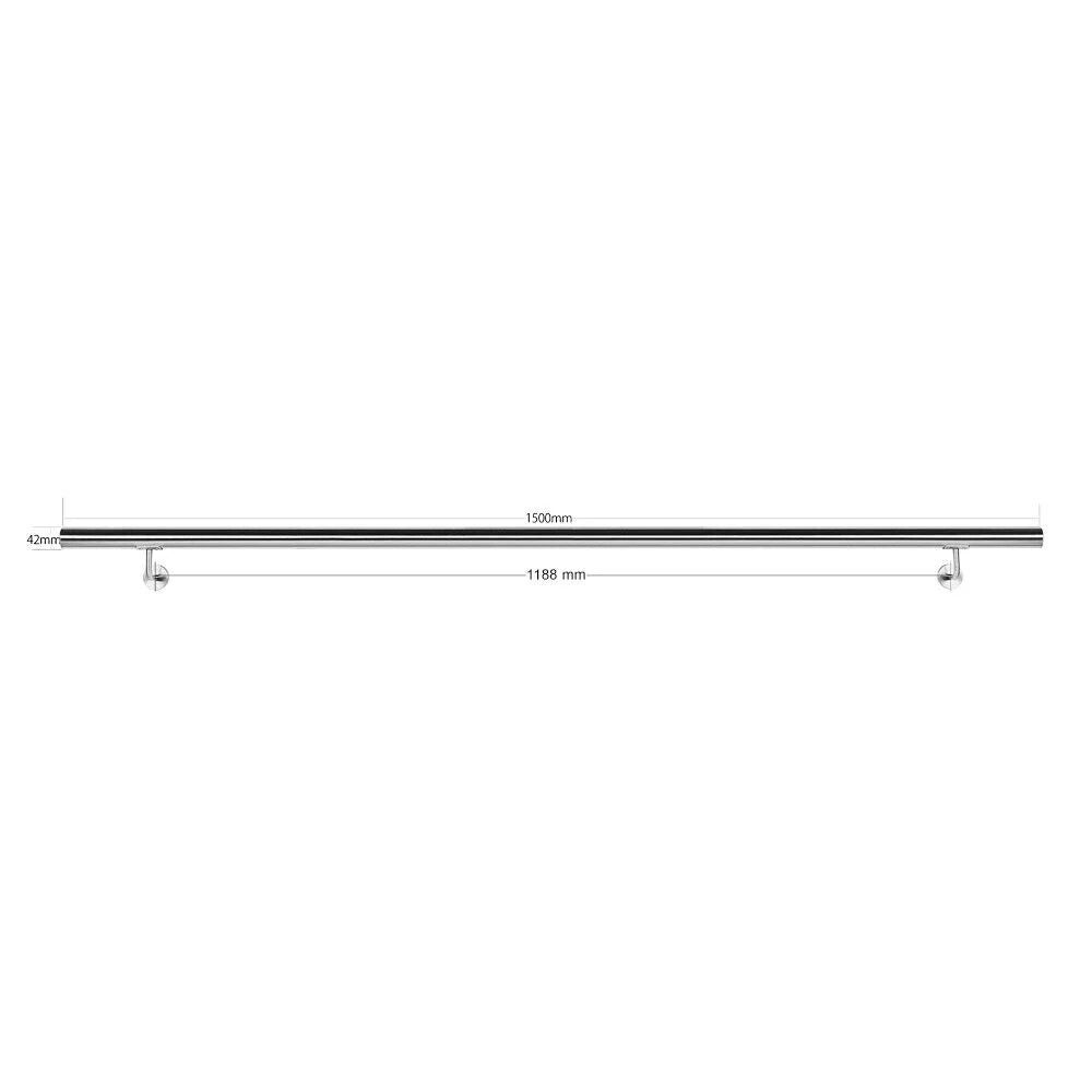 Kit corrimano a parete per scale 150 cm acciaio raffinato 16_0000704