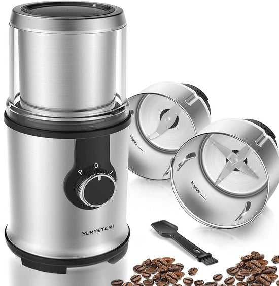 Macchina per Macinare Caffè Elettrica 350W con Piastre in Acciaio Inossidabile - per Caffè in Grani, Noci, Spezie e Altri Ingredienti