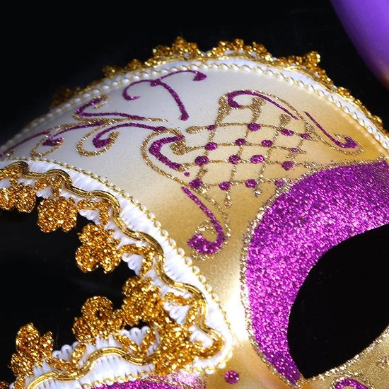 Maschera da ballo Halloween e Natale, trasformazione in oro, 1 pezzo bianco