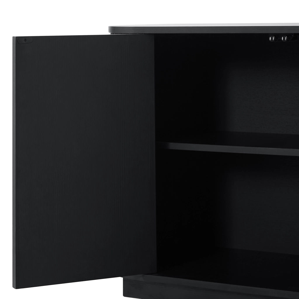 Credenza e madia con 4 ante e vani contenitore, per soggiorno e ingresso, in MDF, nero, 162.5 × 38 × 61 cm