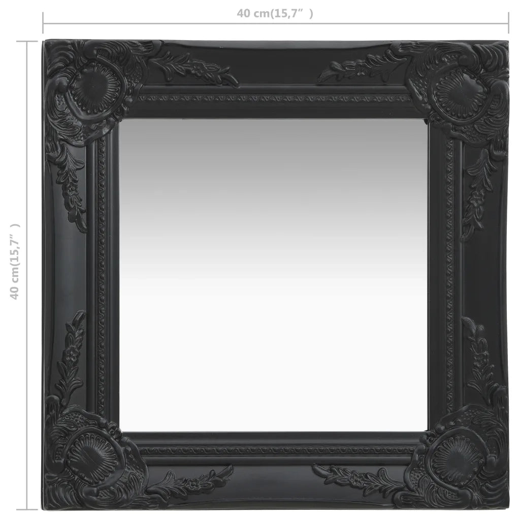 Specchio da Parete Stile Barocco 40x40 cm Nero 320307