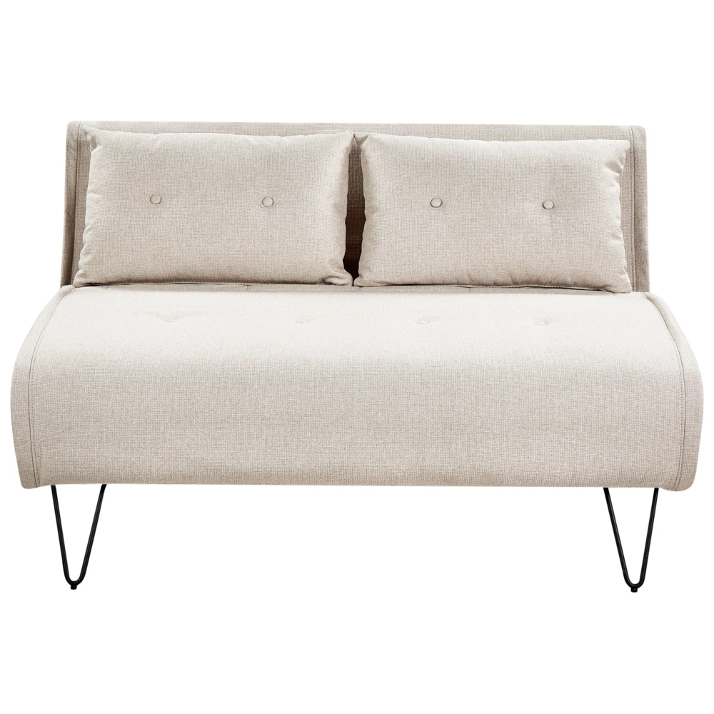 Divano letto 2 posti glamour con cuscini in tessuto beige chiaro senza braccioli Glamour