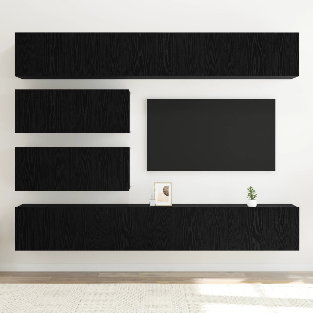 Set di Mobili TV da 10 Pezzi - Mobile Montato a Muro in Legno ingegnerizzato Quercia Nera