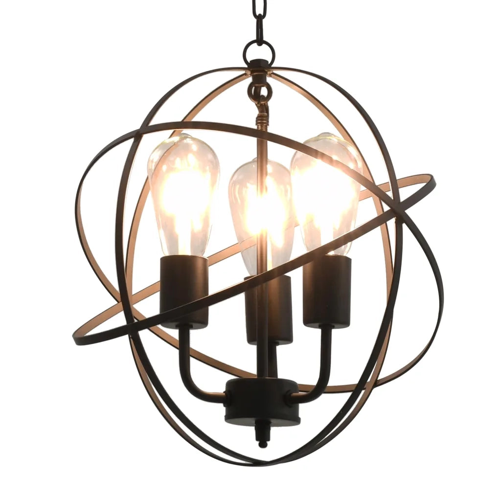 Lampada Sferica a Sospensione Nera 3 Lampadine E27 cod mxl 72729
