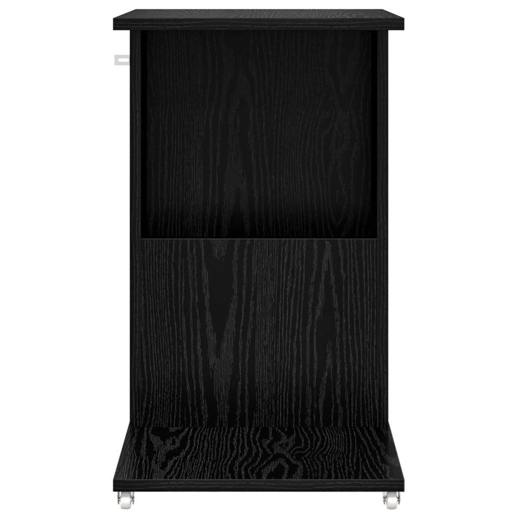 Tavolo laterale con ruota Rovere Nero 40 x 35 x 60 cm 8000373