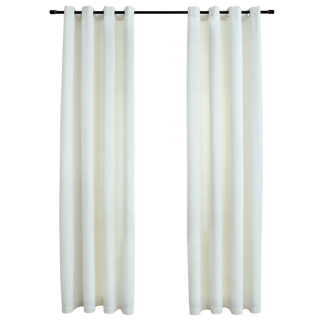 Tende Oscuranti con Anelli 2 pz Crema in Velluto 140x175 cmcod mxl 97418