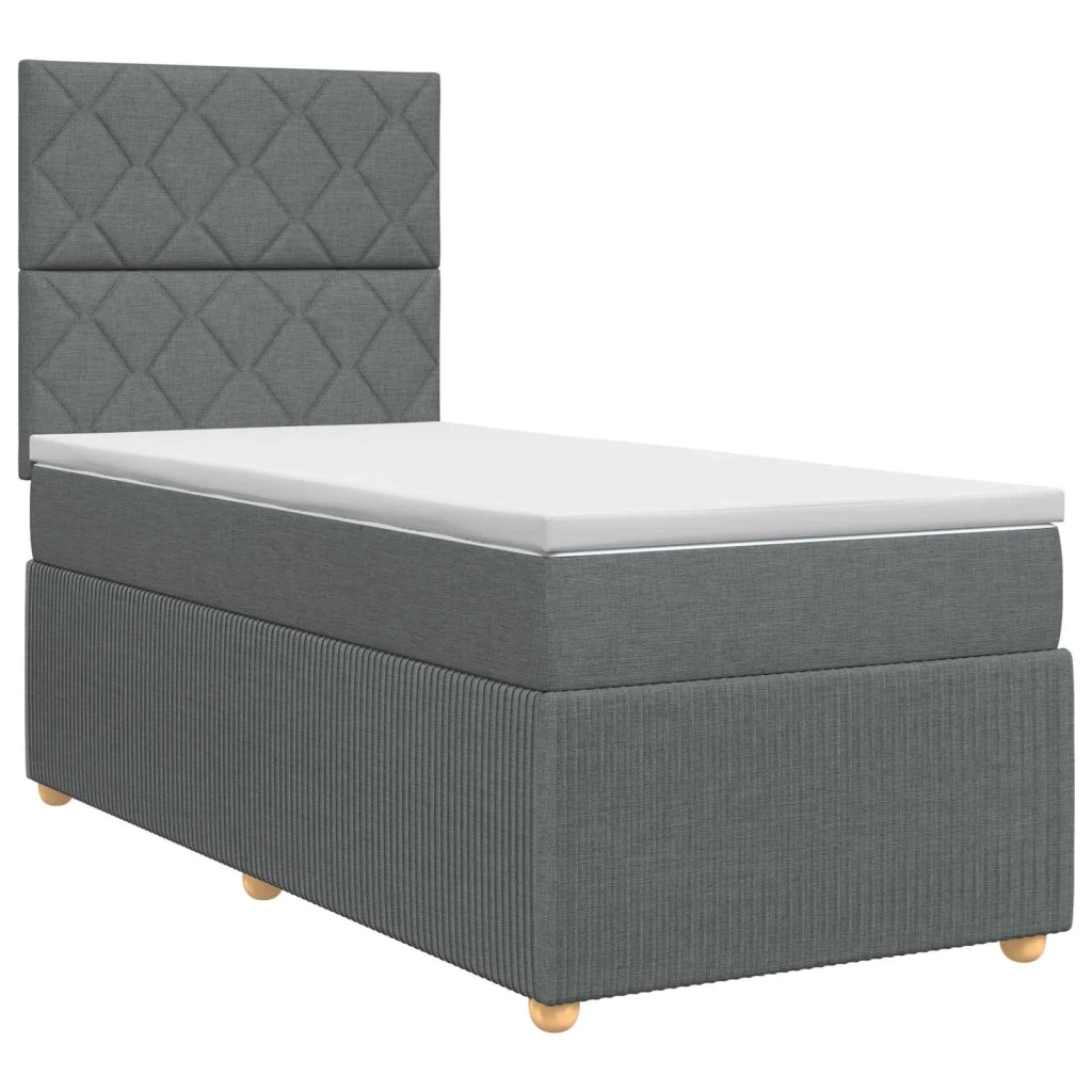 Letto box spring con materasso Grigio Scuro 90 x 200 cm Tessuto 3454313