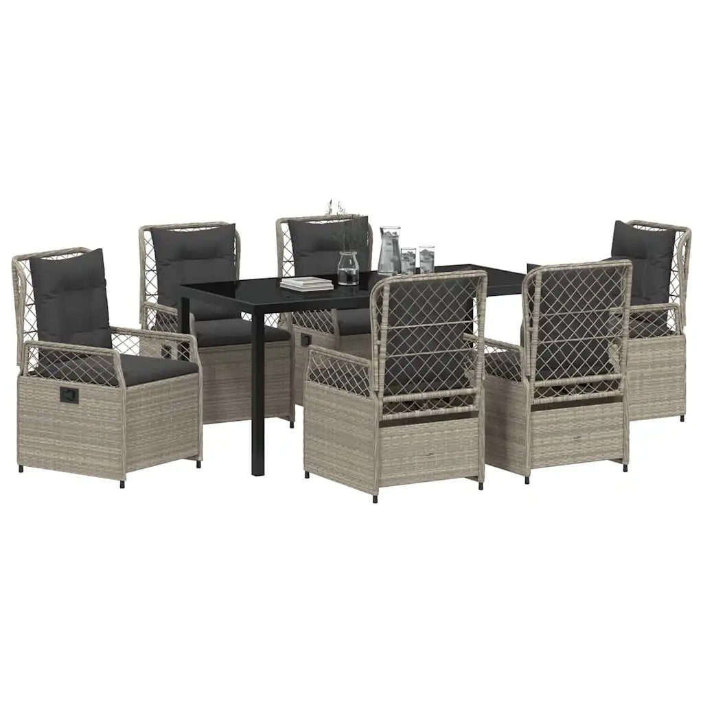 Set da Pranzo per Giardino 7 pcs Grigio chiaro polyrattan 3381020