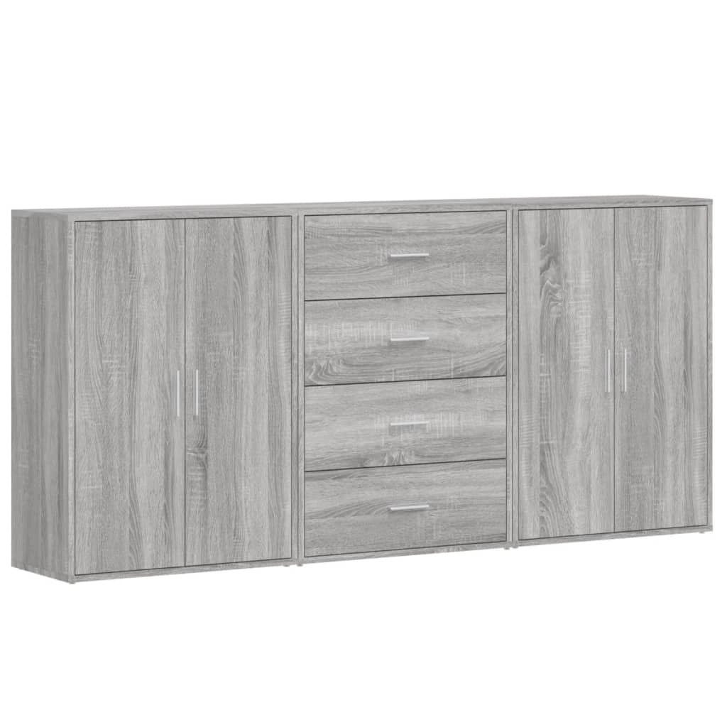 Buffet credenza cassettiera armadio mobile contenitore organizer per cucina soggiorno salotti 3 pezzi Sonoma 60 x 31 x 84 cm legno ingegnerizzato grigio 02_0037166