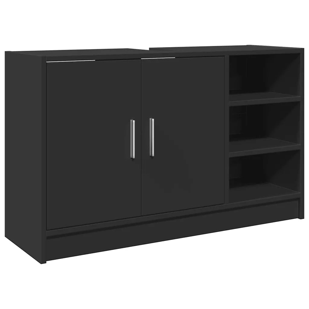 Mobile Lavabo-Armadietto da bagno Nero 90x29x55 cm in Truciolato