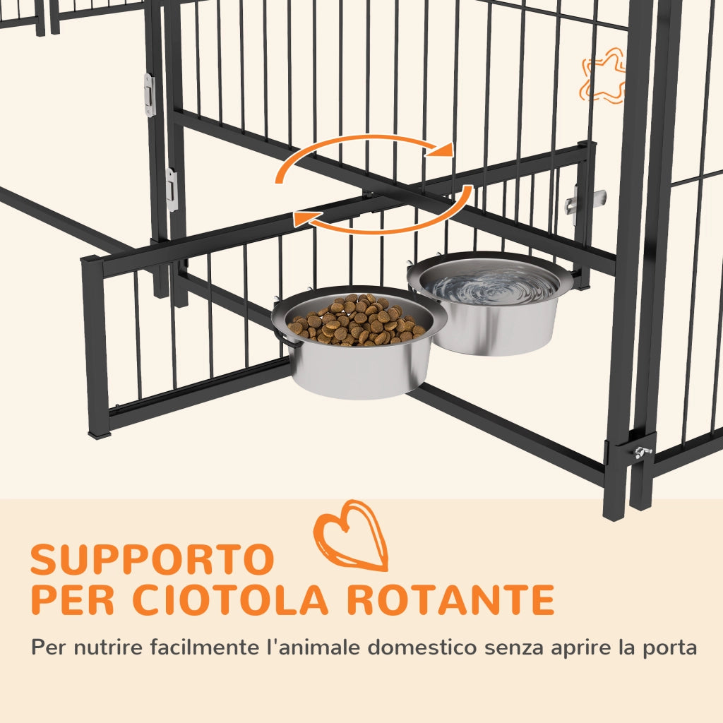 Recinto per Cani in Metallo e Tessuto ¨C zephmum ¨C Nero e Marrone 211x211x151 cm