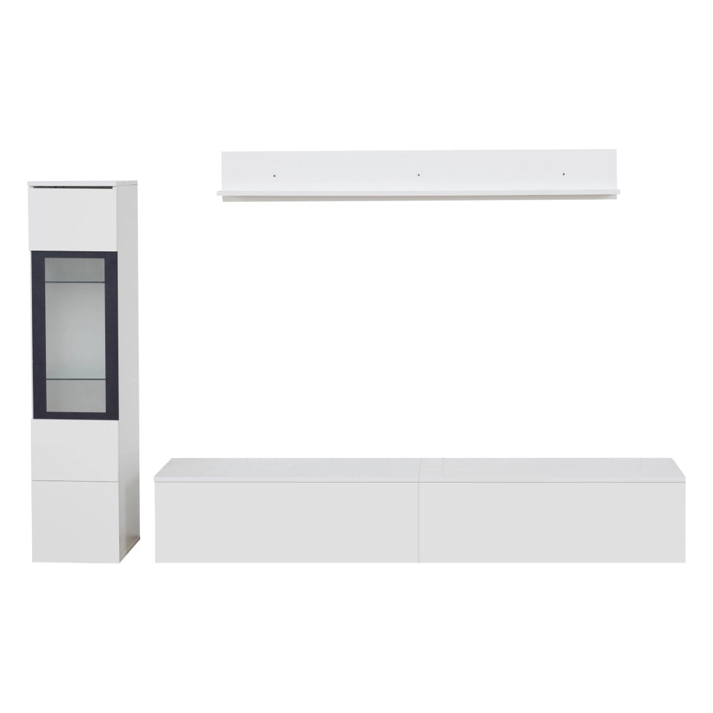 Set TV 3 pezzi con illuminazione LED - Zephmum - Bianco lucido