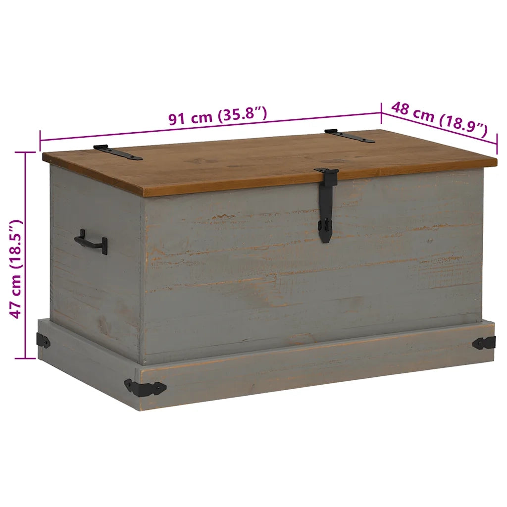 vidaXL Cassapanca HALDEN Grigio 91x48x47 cm in Legno Massello di Pino