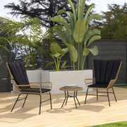 Set Salotto da Giardino in Rattan 3 Pezzi con 2 Sedie, Tavolino e Cuscini ¨C MINIMAL ¨C Vetro