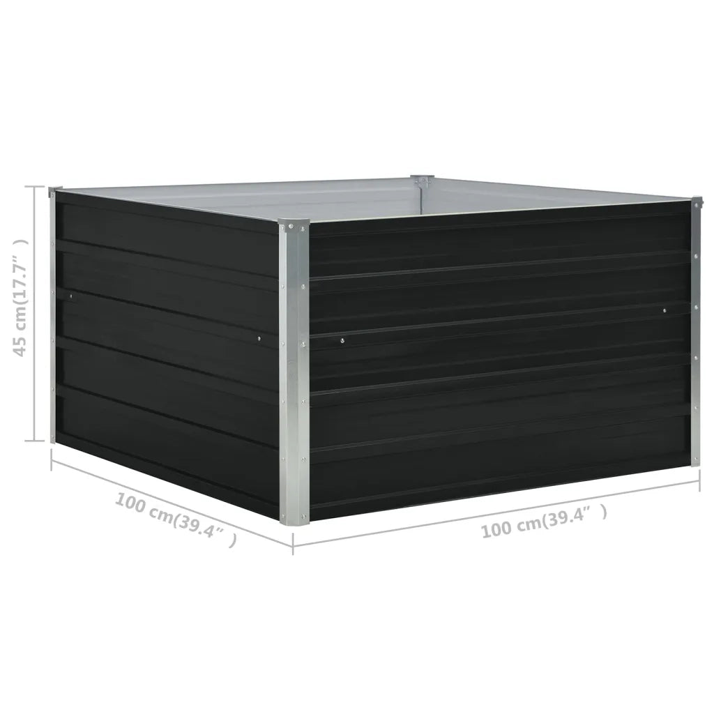 Fioriere | Cassetta per fiori | Letto Coltura Rialzato 100x100x45 cm Acciaio Zincato Antracite