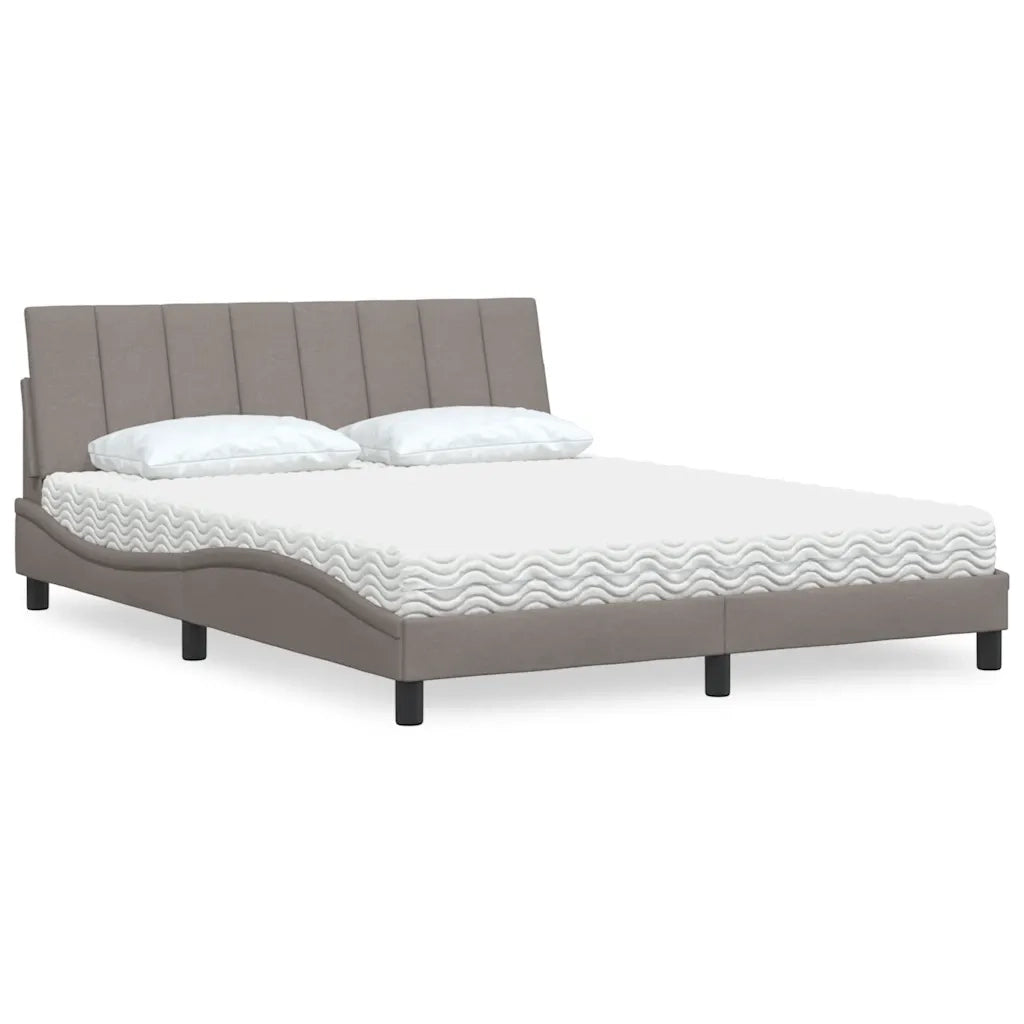 Letto con Materasso Hanko Tortora 160x200 cm in Tessuto 3310542