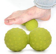 Doppia palla di massaggio per yoga e pindamassaggio - rilassamento muscolare e terapia dei punti di attivazione (verde).