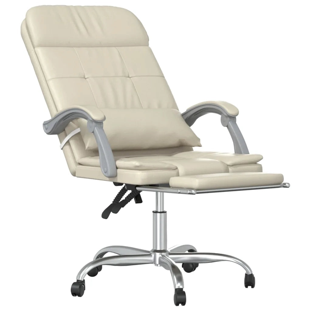Poltrona da Ufficio Massaggiante Reclinabile Crema Similpelle cod mxl 9344