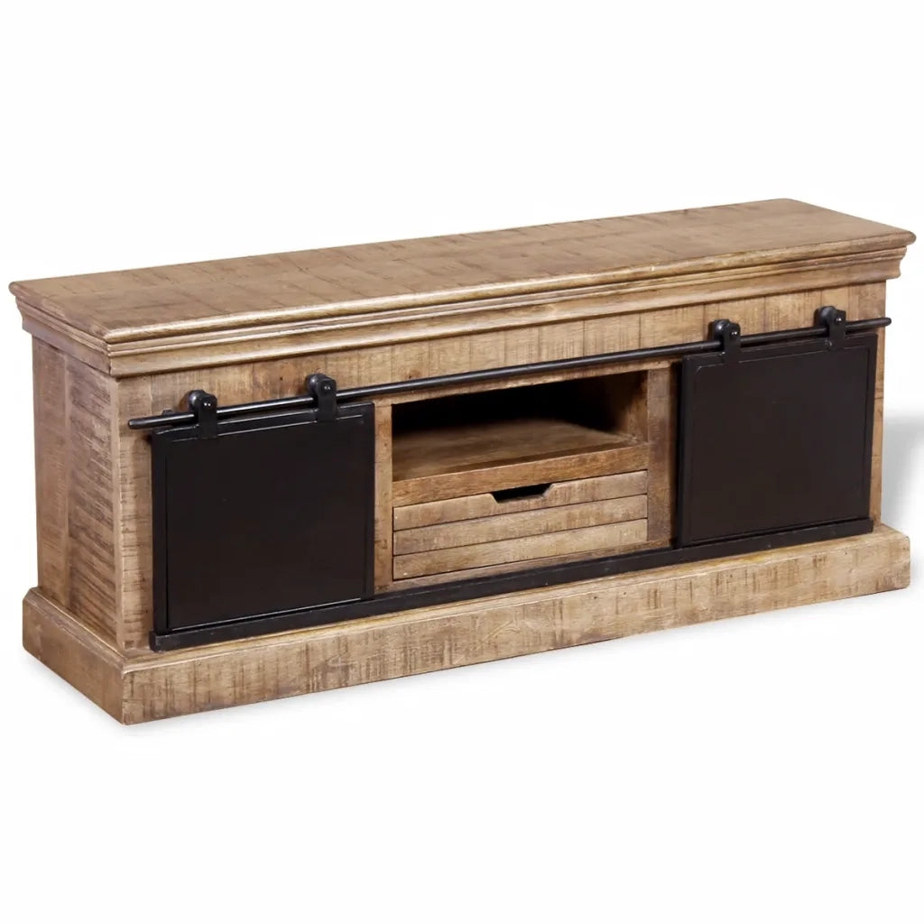Mobile TV 2 Porte Scorrevoli Legno Massello Mango 110x30x45 cm 244019