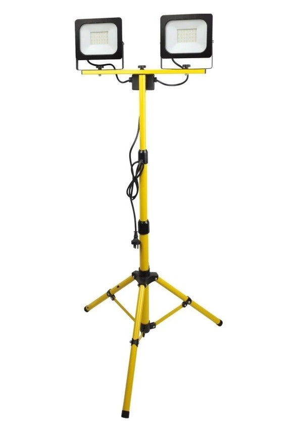 Proiettore LED Slim 2x50W IP44 con Treppiede Telescopico – Faro da Lavoro