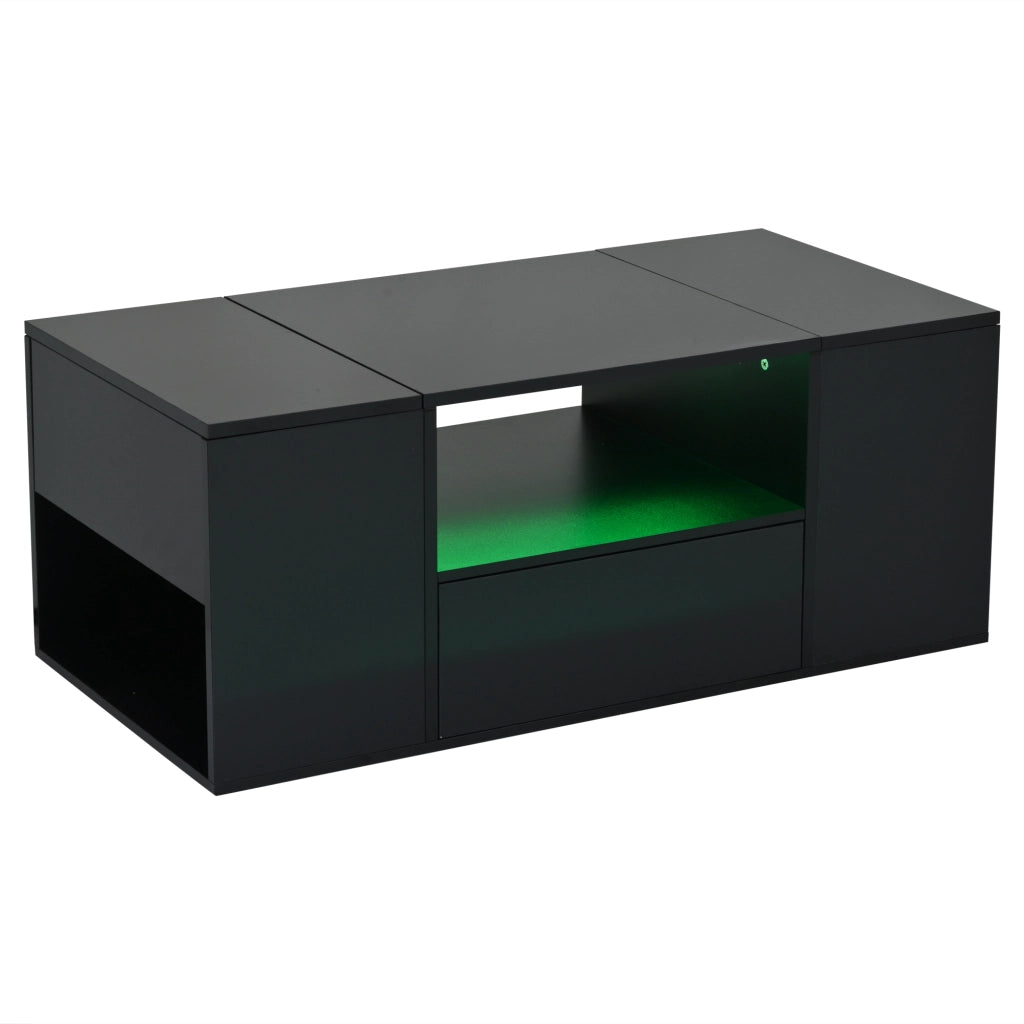 TAVOLINO DA SALOTTO 100 x 50 x 40 cm Nero lucido con LED
