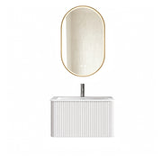Mobile bagno sospeso con lavabo integrato; 1 cassetto e specchio LED con antiappannamento per bagno; bianco