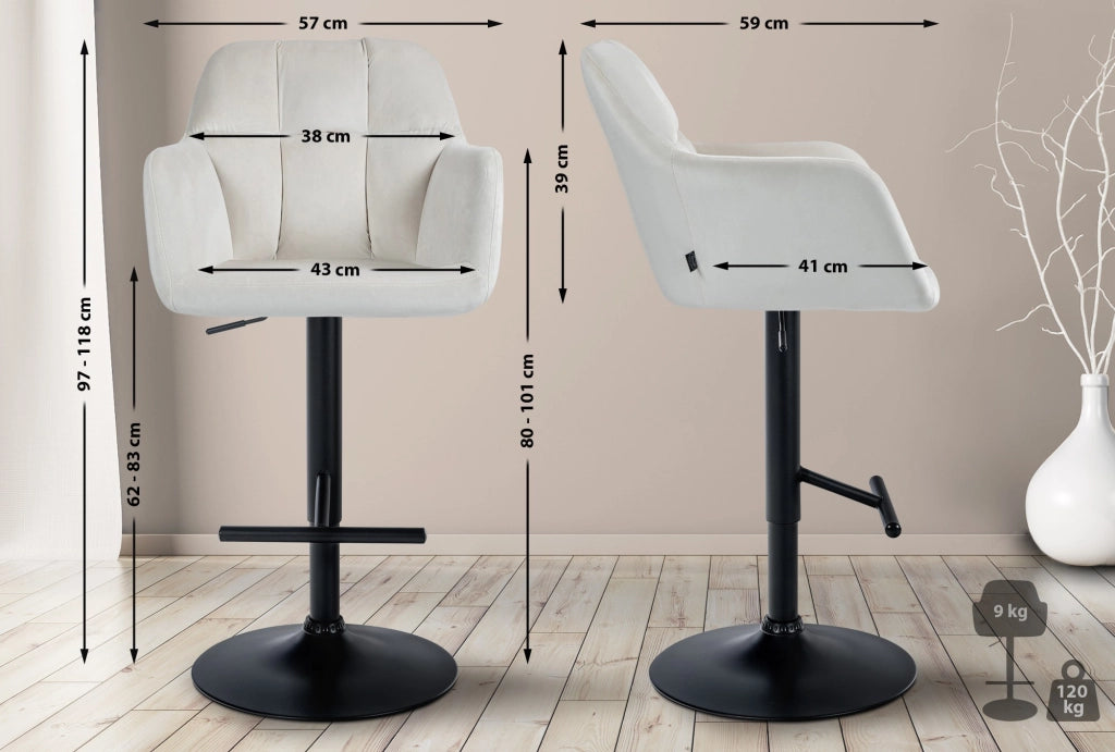 Barhocker Natoma Samt schwarz